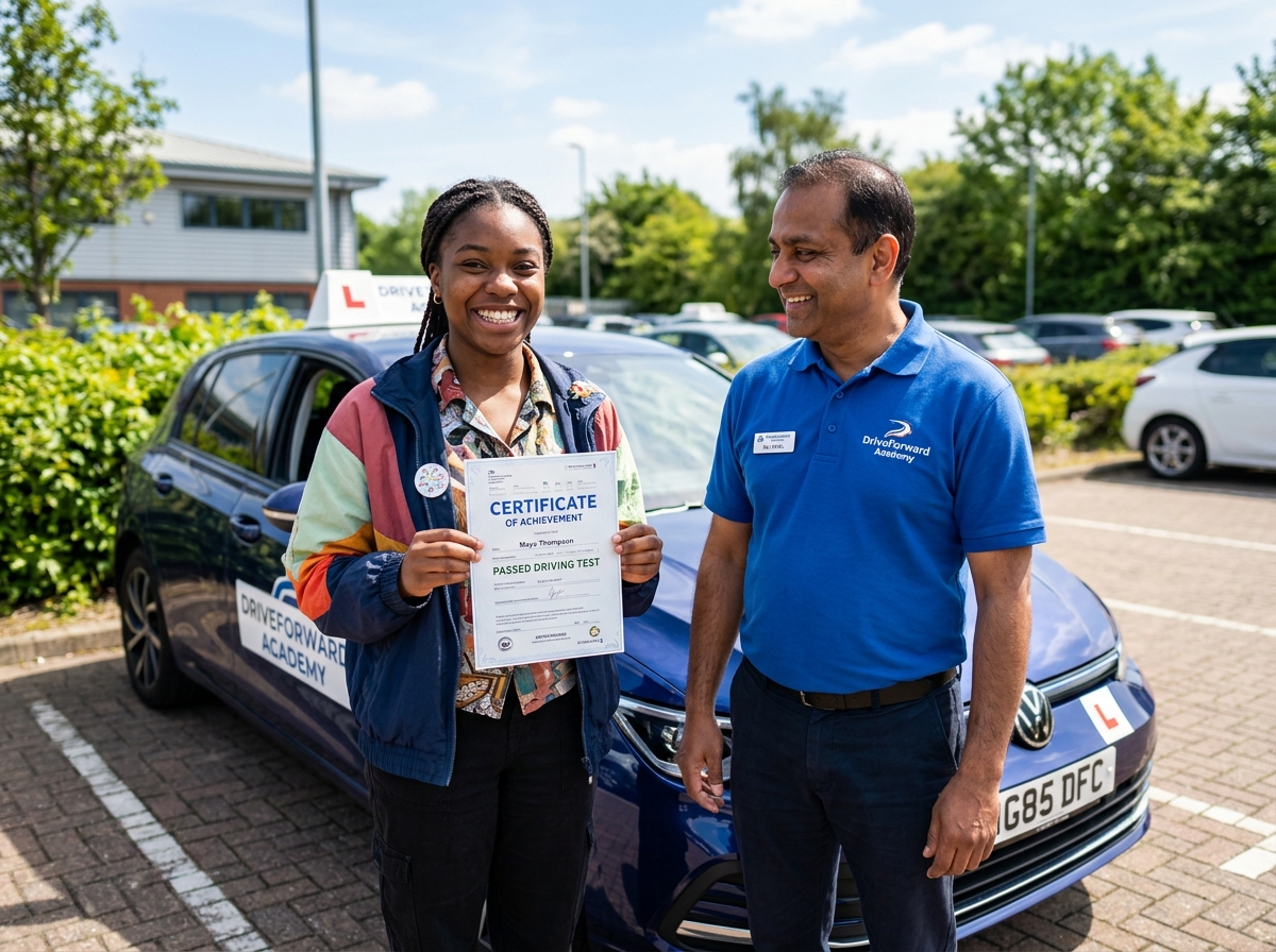 Student successfully passing DMV driving test with Golla Driving School